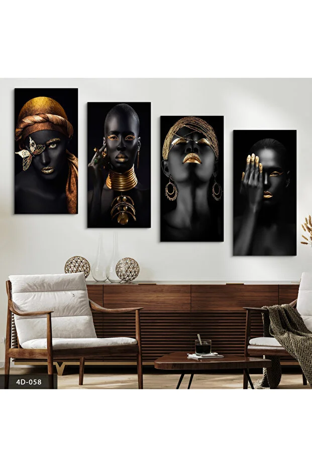 Afrikalı Kadınlar 4 Parçalı Mdf Tablo